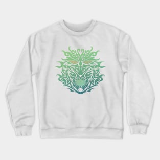 Green Tribal Tattoo Ghost Mask Crewneck Sweatshirt